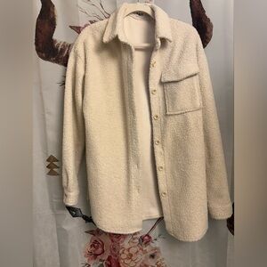 Large PRIV Cream Button-Up Sherpa Jacket​​